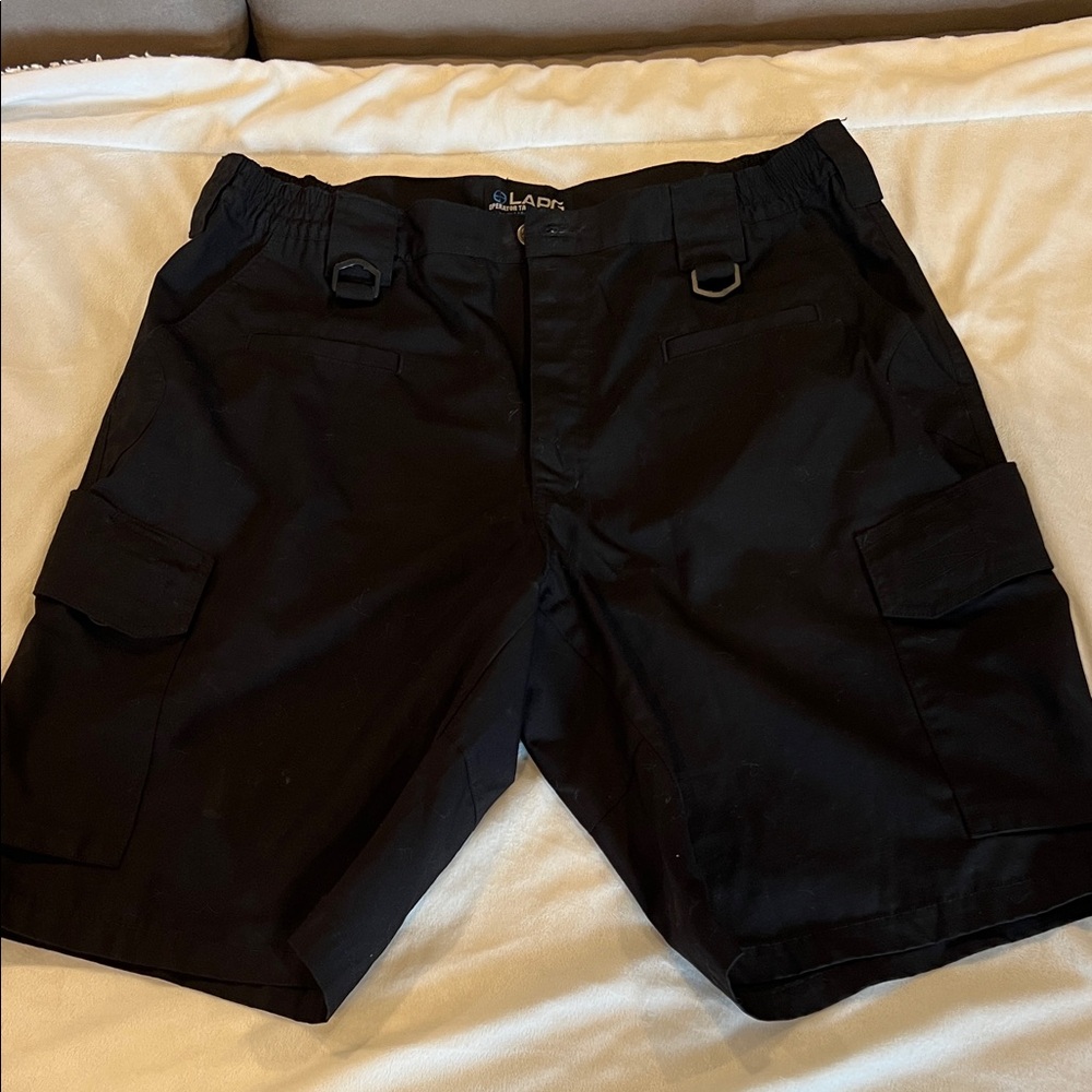 Black Men's Cargo Shorts with Utility Rings by